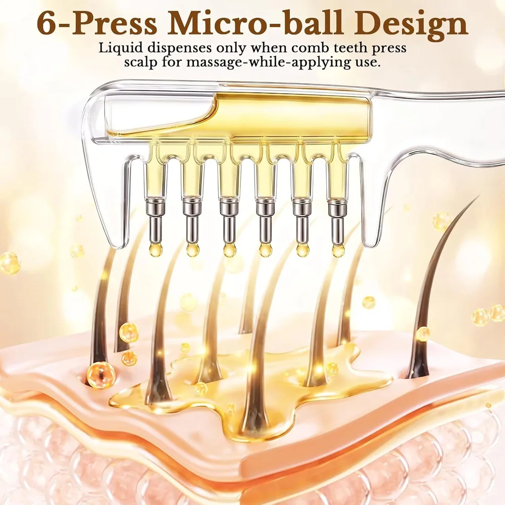 Scalp Applicator Liquid Comb Essential Oil Infusion Hair Comb Rolling Ball Scalp Massager Essential Applying Hair Styling Tool