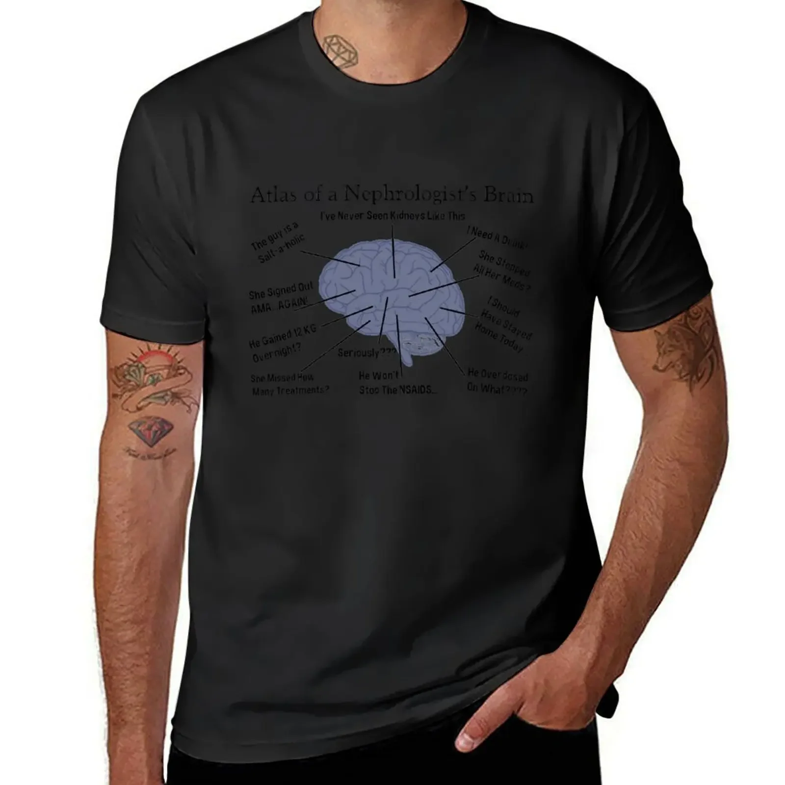 

Atlas of a Nephrologist's Brain T-Shirt vintage clothes cute clothes summer clothes black t-shirts for men