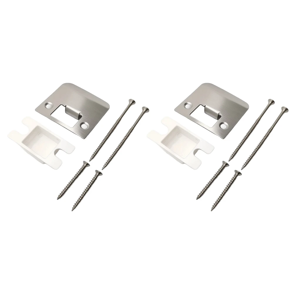 Door Strike Plate Kit in Stainless Steel for For home Door Frames with Screw Fasteners for Secure Lock Alignment