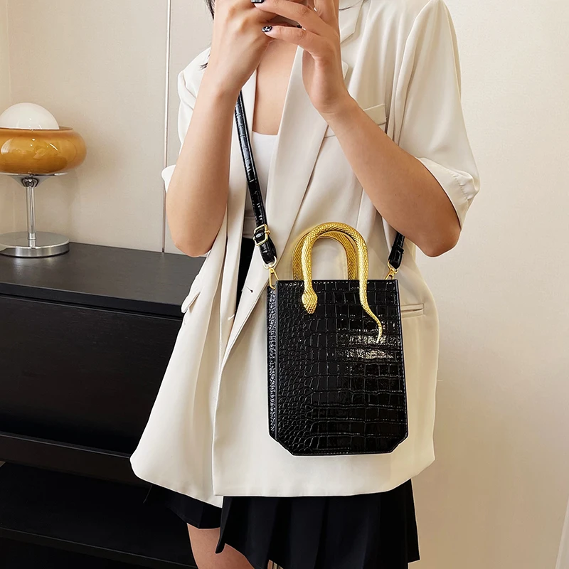 Bolso de hombro de cuero para mujer, bandolera pequeña cuadrada, informal, de noche, novedad