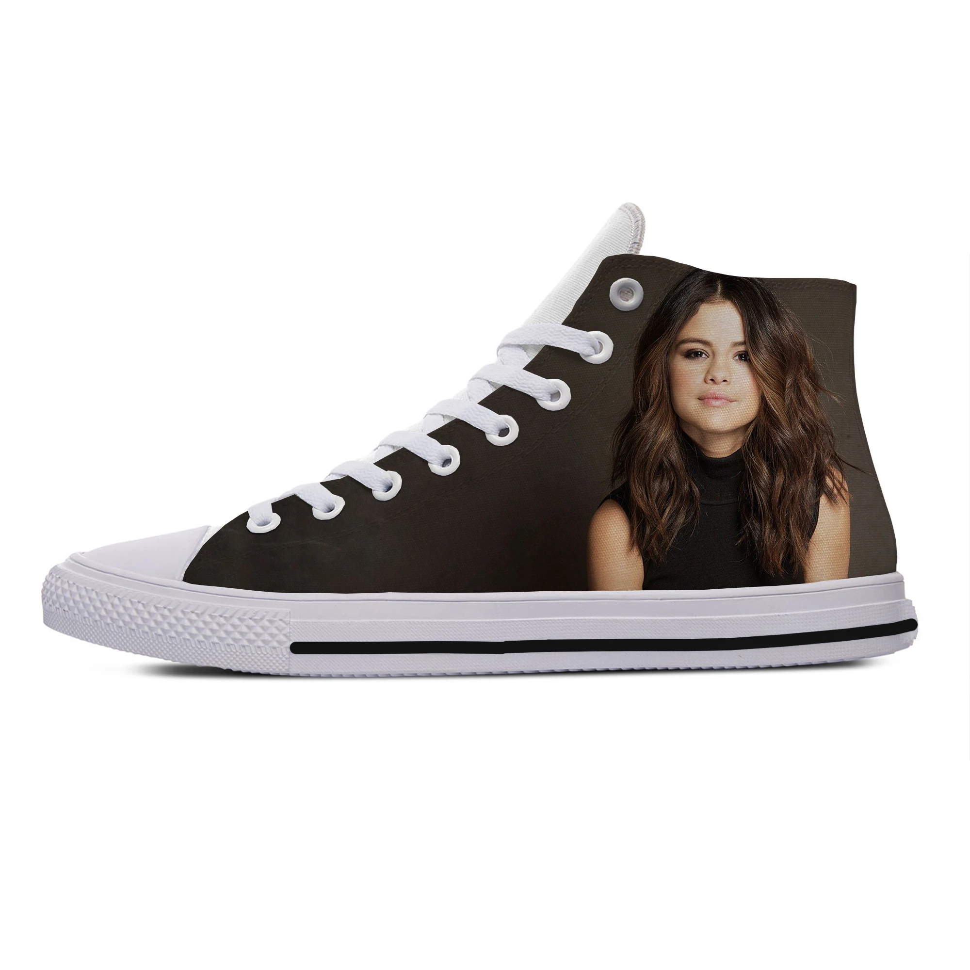 Hot Latest Summer Selena Gomez Shoes Men Women Selena Gomez Lightweight Board Shoes Breathable Comfortable High Top Canvas Shoes