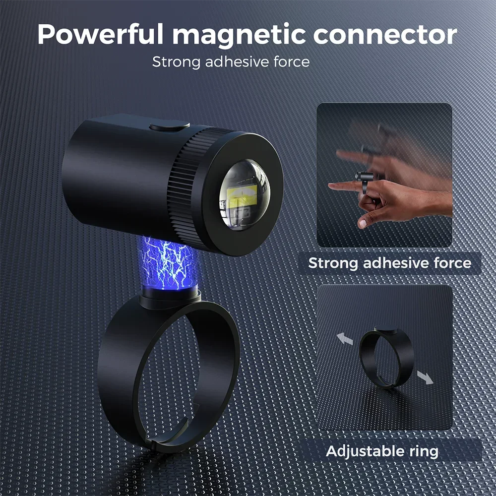 Flashlight Finger Light USB C Charge LED 360 Rotate Adjustable Ring Size Gadget Tool Camping Sport Night Beam Fishing Glove Lamp