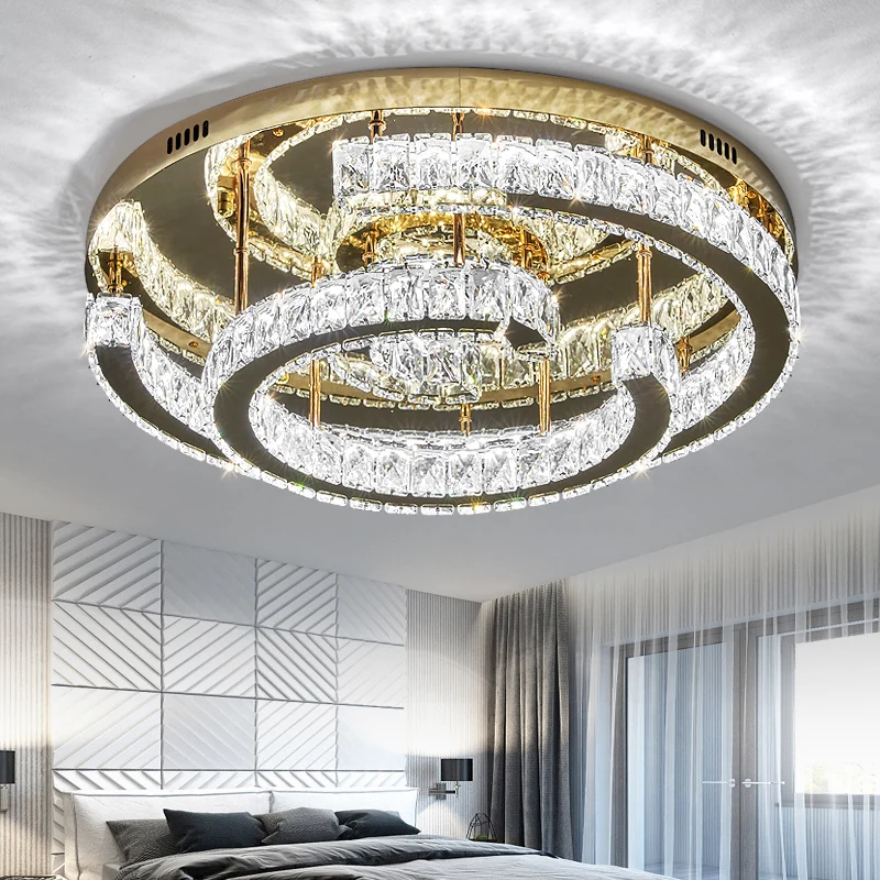 Modern Light Luxury Gold Ceiling Ceiling Ceiling LED Crystal Light Home Living Room Master Bedroom Dining Room Kitchen Lighting