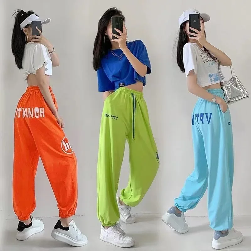 

Korean Y2K Streetwear Jogging Sweatpants Women Harajuku Sports Pants Oversized Hip Hop Letter Harem Pant Jazz Dance Pants