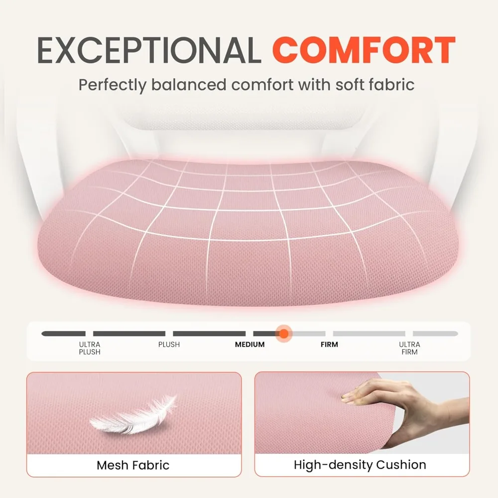 كرسي مكتب شبكي مريح مع دعم قطني، ارتفاع قابل للتعديل، عجلات دوارة لراحة مكتب الدراسة المنزلية #4