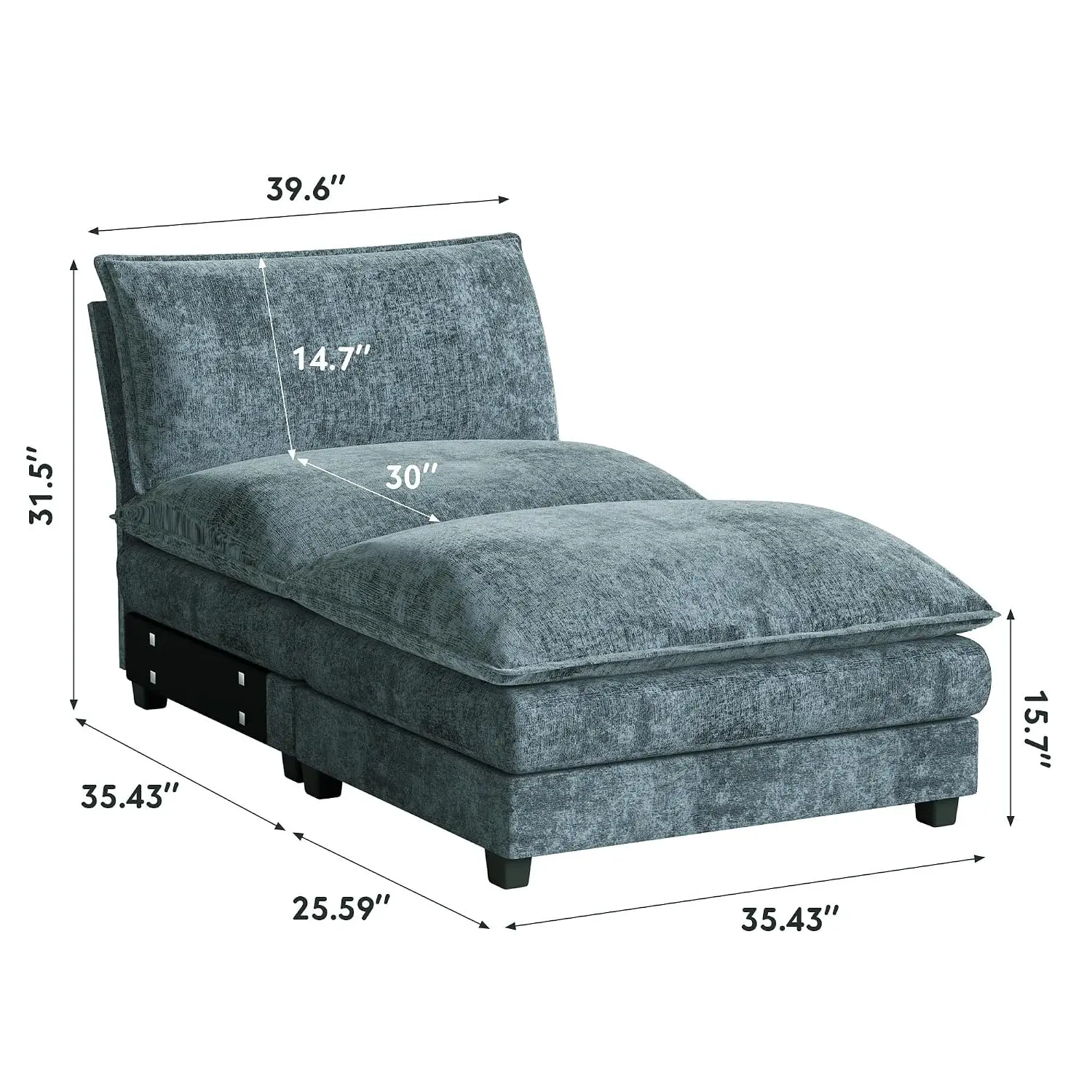 Modular Sectional Sofa, Sofa Couch with Reversible Ottoman, DIY Combination Chenille Deep Seat Cloud Couch for, Customized