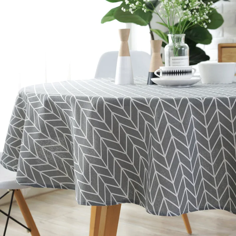 

Polyester cotton circular colored triangle yellow rice letter gray arrow cotton linen printed tablecloth