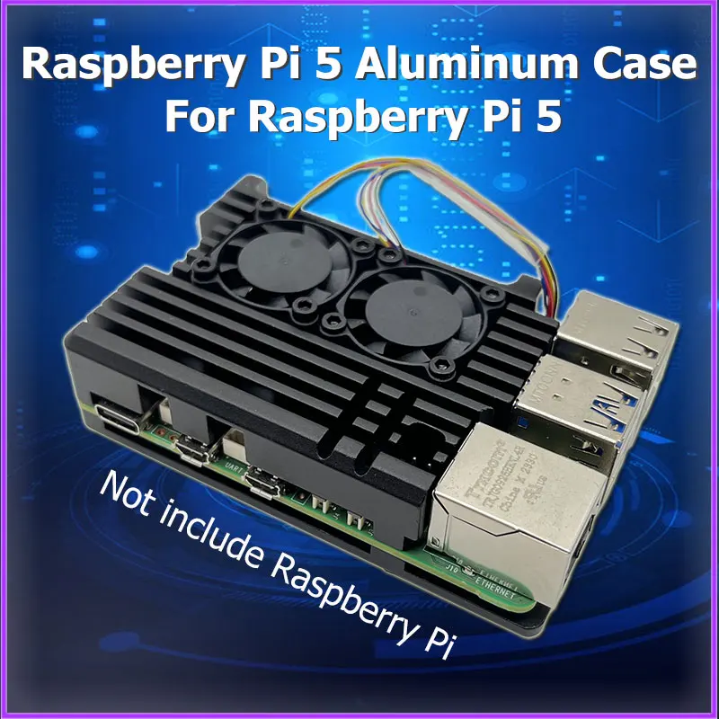 

Raspberry Pi 5 Aluminum Case | Dual Cooling Fan Metal Enclosure for RPI 5