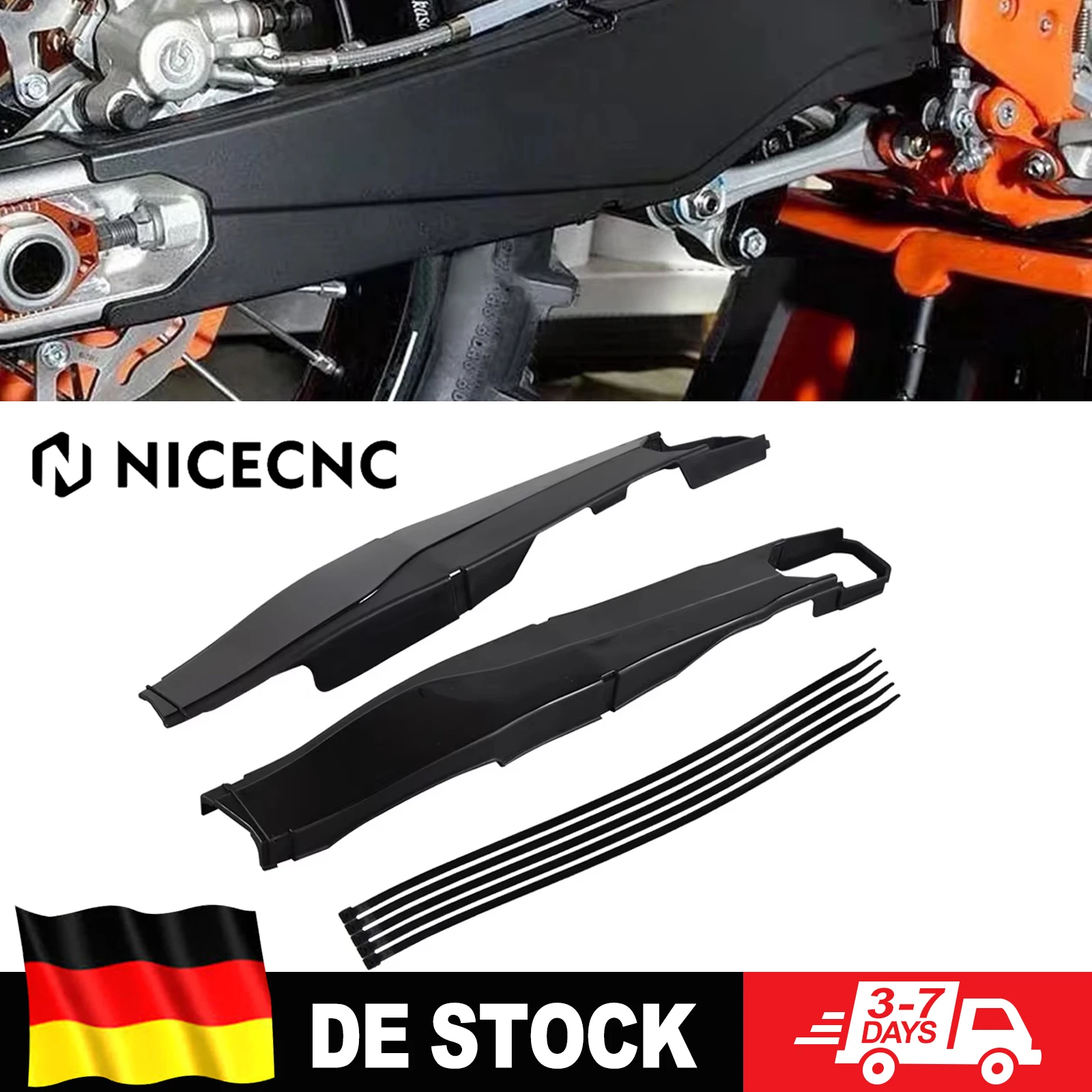 NICECNC Protezione Forcellone per KTM EXC 300 2012-2023, EXCF 350, EXC 450, XCW, XCFW 150 250 400 500, Copertura Protettiva in Plastica ABS