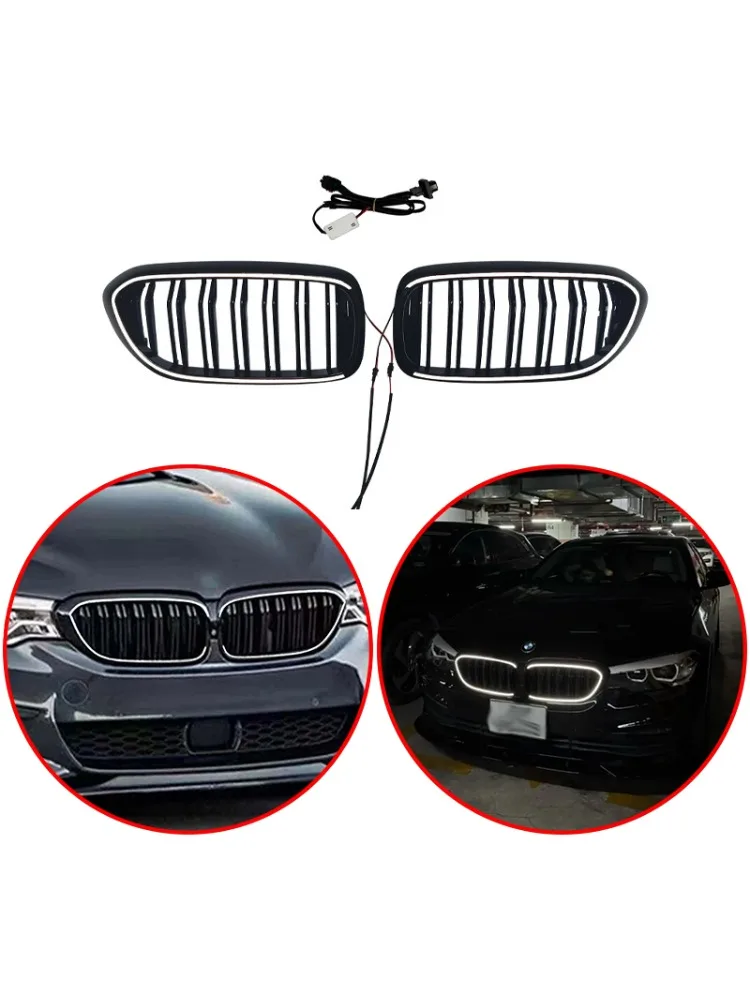 Voor Bmw 5 Serie G30 G31 2017 2018 2019 2020 Hoge Kwaliteit Abs Met Led Licht Racing Grills Voor radiator Oem Kap Grille - afbeelding 2
