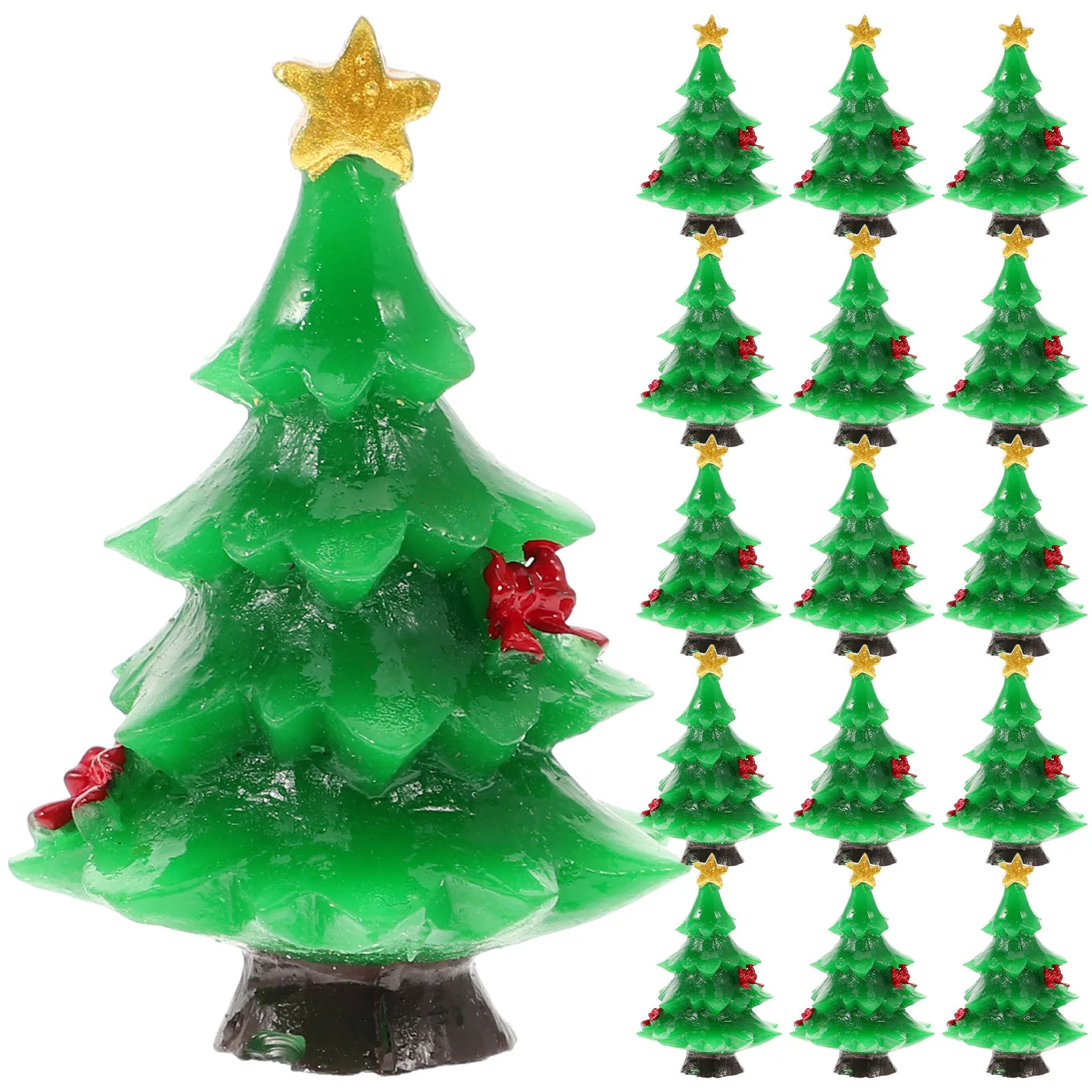 

30pcs Christmas Miniature Tree Resin Decor Craft Christmas Tree Desktop Ornament Microlandscape Supplies For Holiday Party