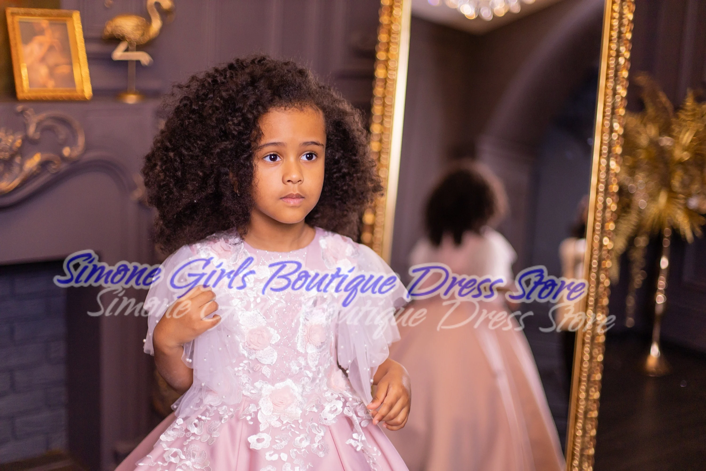 Bow Sequin Embroidery Pink dress skirt Flower Girl Dress for Wedding Ceremonies Formal Receptions Dance Performances Parties