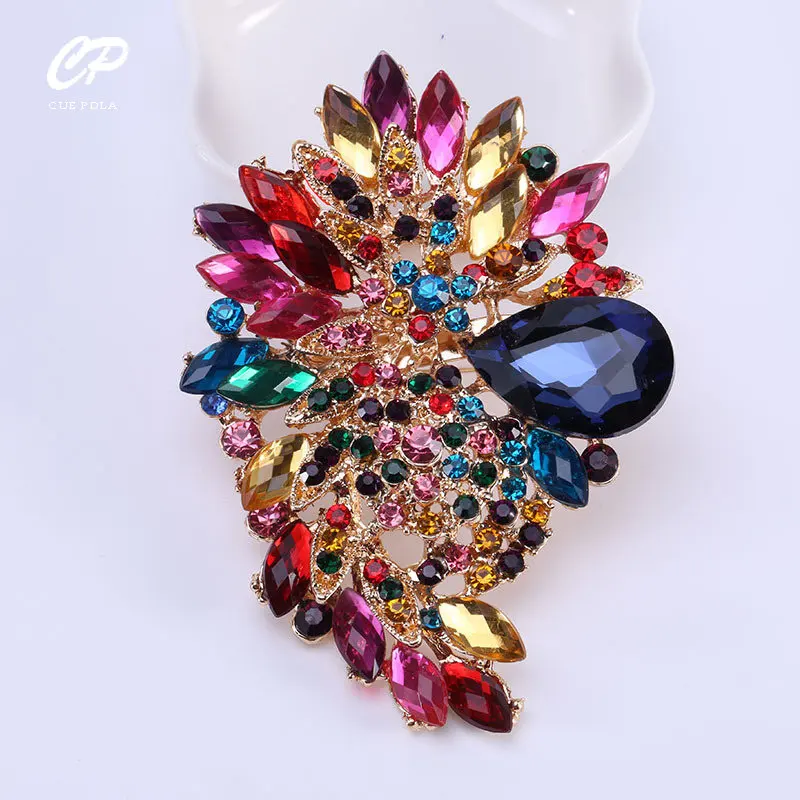 Brooch Colorful Rhinestone Luxury Temperament Delicate Crystal Corsage Women's Clothing Accessories