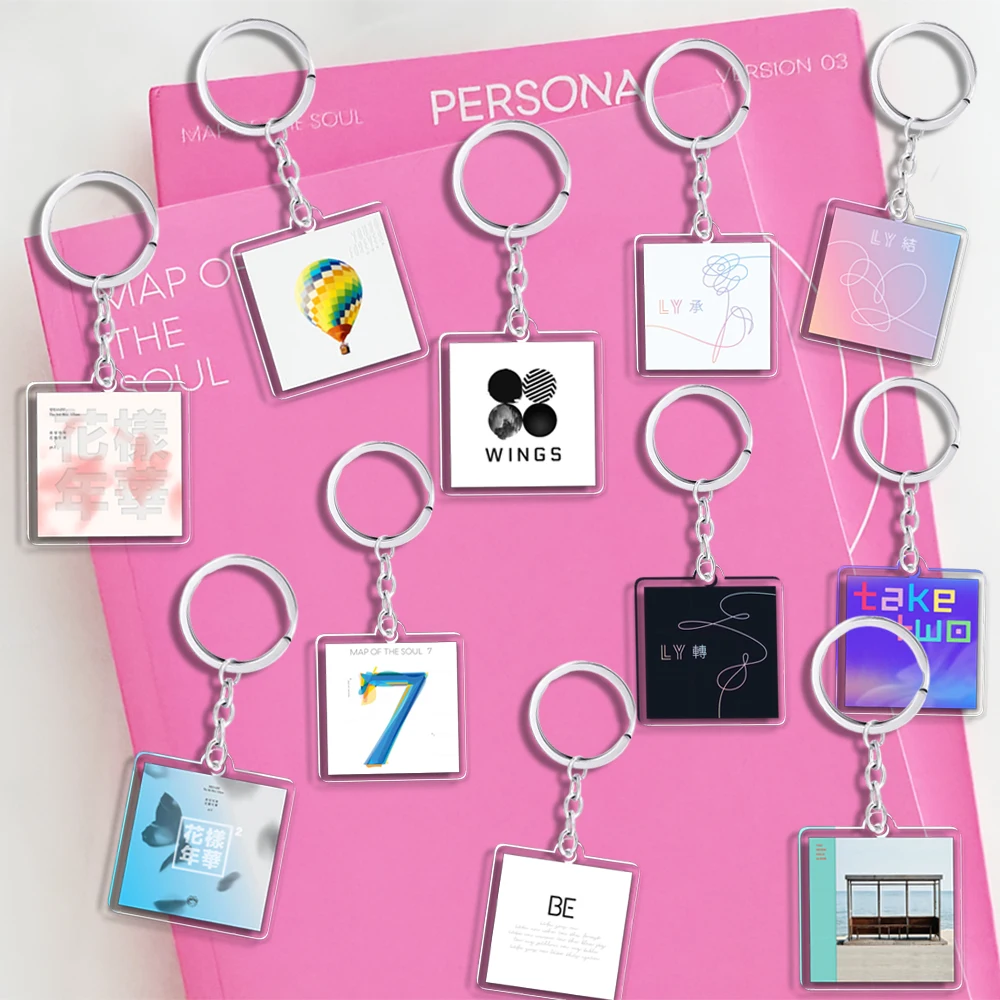 Acrylic Txsts Kpop Keychain LOVE GOLDEN YOURSELF Album Spring Day LAYOVER Agustd INGIDO Key Ring TeahyungV Teakook Accessories