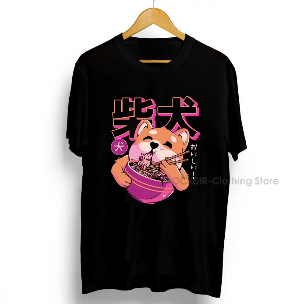 Shiba Noodles Japanese Printed Funny Men/Women Tshirt Anime Shirt Oversized Clothes O-Neck Funny T Shirts for Men Tops Tees