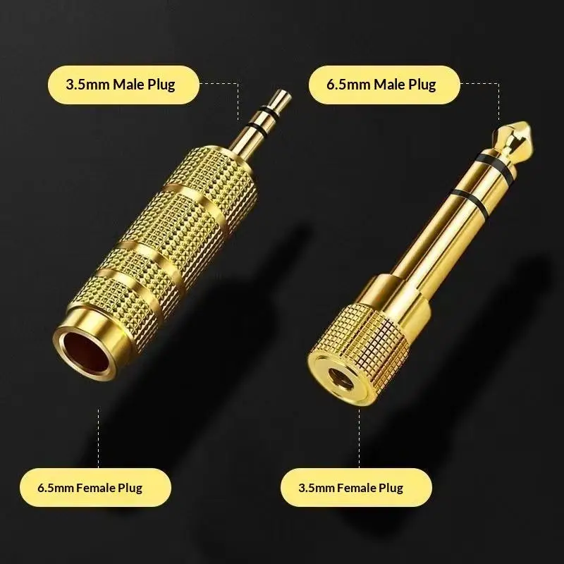 1/2Set 6.5mm To 3.5mm And 3.5mm To 6.5mm Audio Adapter Set 1/4-inch To 1/8-inch And 1/8-inch To 1/4-inch Suitable For Headphone