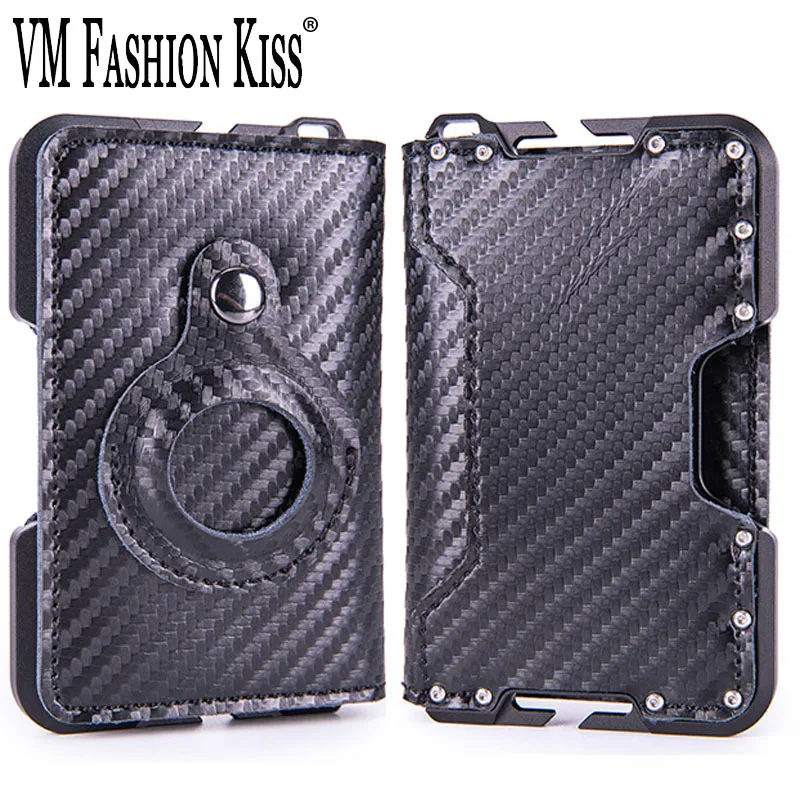 

VM FASHION KISS Rfid Card Holder Men Airtag Wallet Money Bag Cowhide Leather Purse Wallets For Apple AirTags Tracker Air Tag