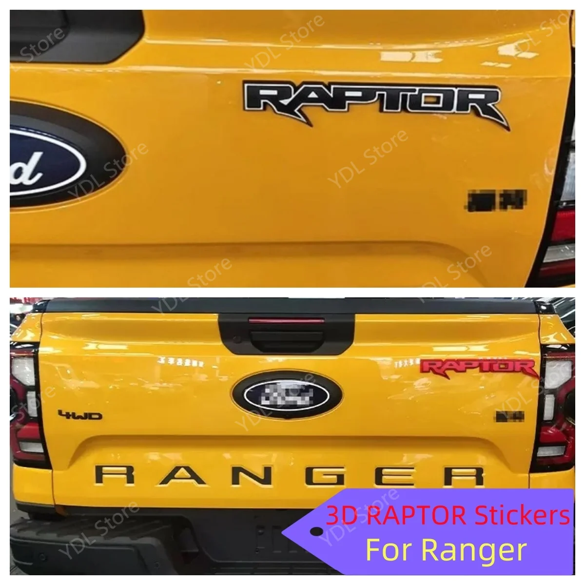 Fit for Ford Ranger Raptor Letters Tailgate Badge Raptor Type Model Rear Gate Badge 3D Badge Modified