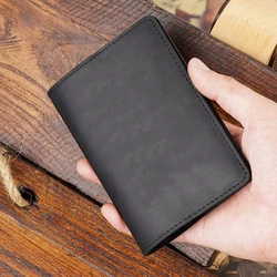 Kemy-Funda de cuero genuino para pasaporte, Protector con nombres de personas vacías, lisa, Unisex