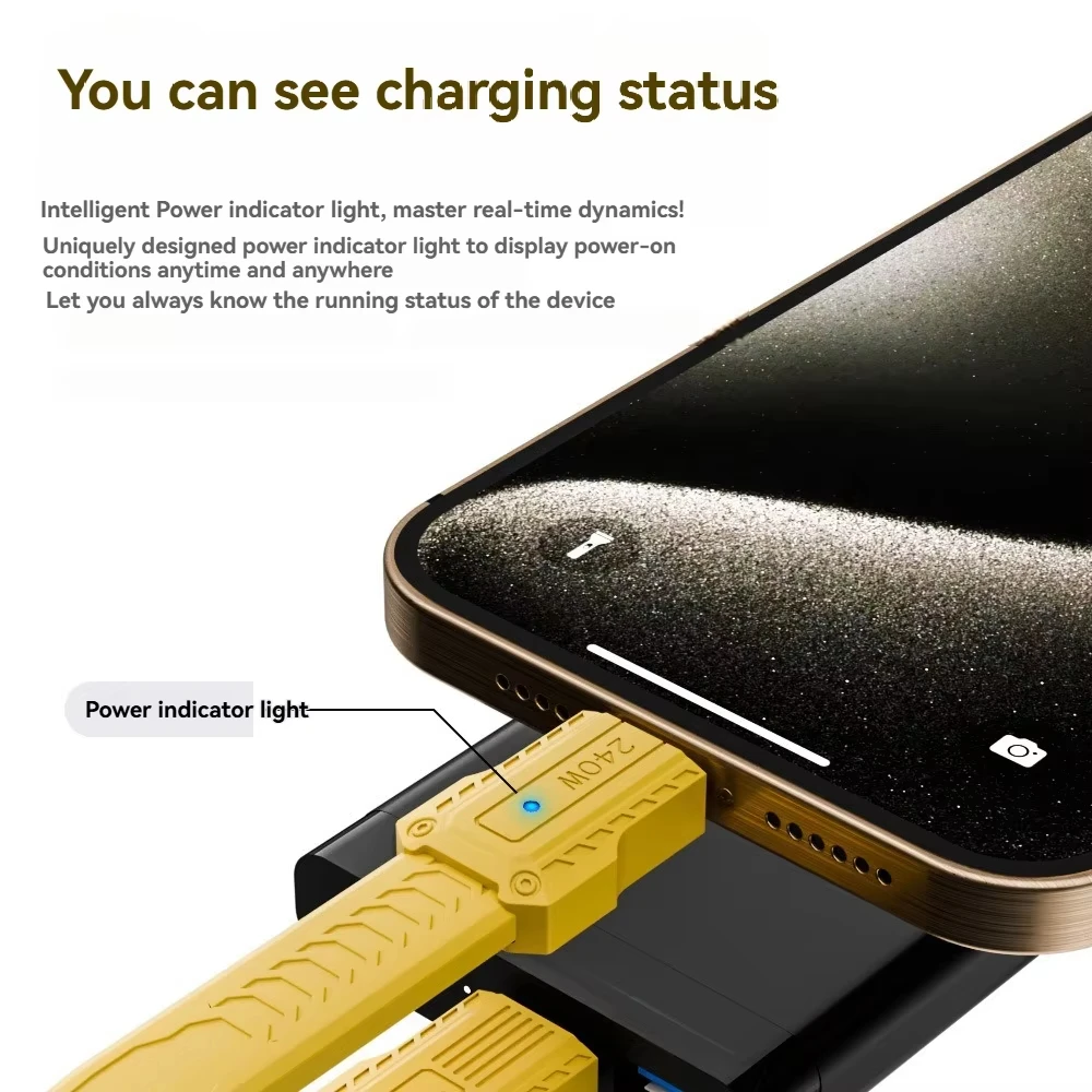 USB 4 Cable Portable Keychain 0.4ft 240W Charging USB C Cable 80Gbps Data Transfer 8K 60Hz Video Display for iPhone Mac Min iPad