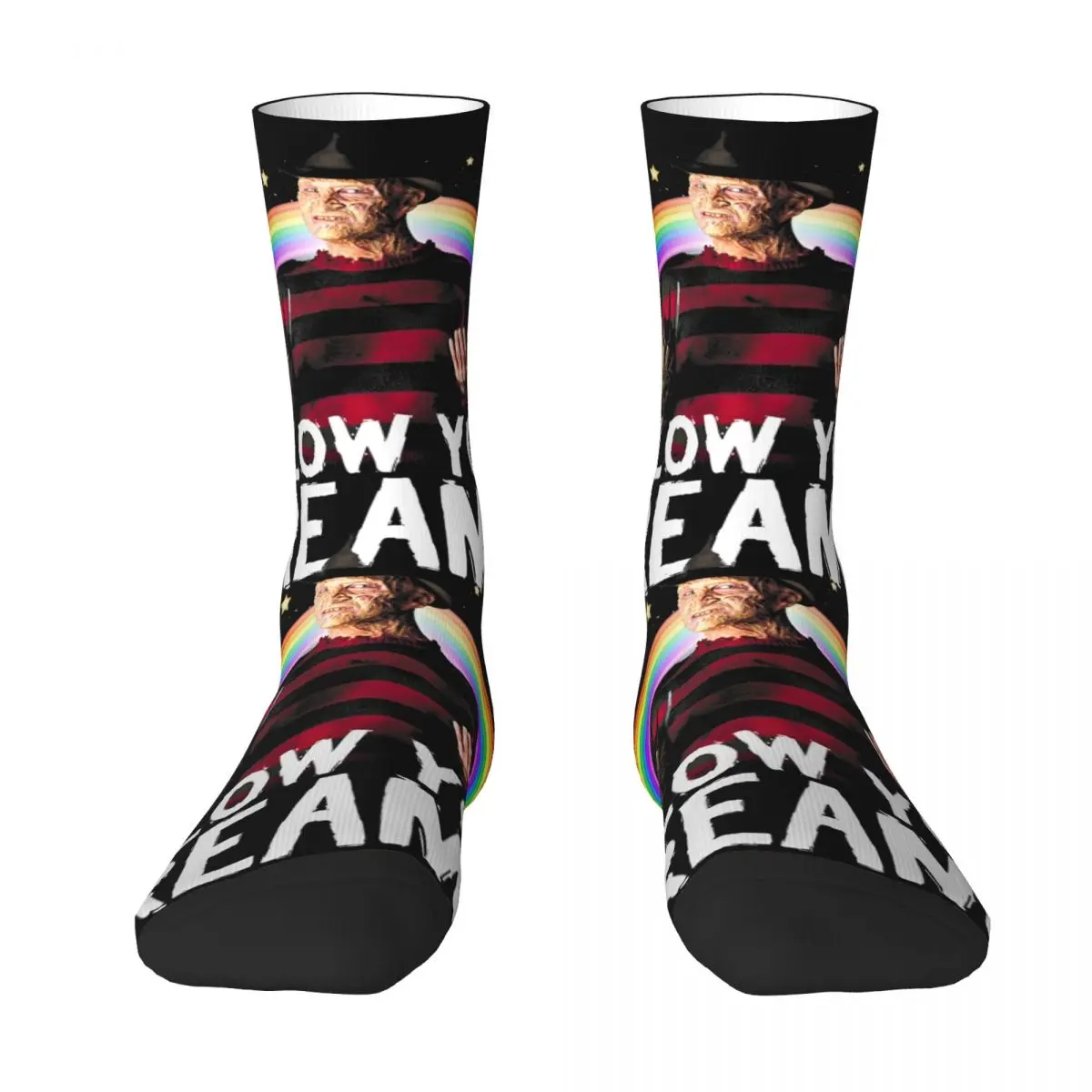 Elm Street Nightmare Socks F-Freddy K-Kruger Horror Stockings Couple Breathable Climbing Socks Autumn Pattern Non Slip Socks