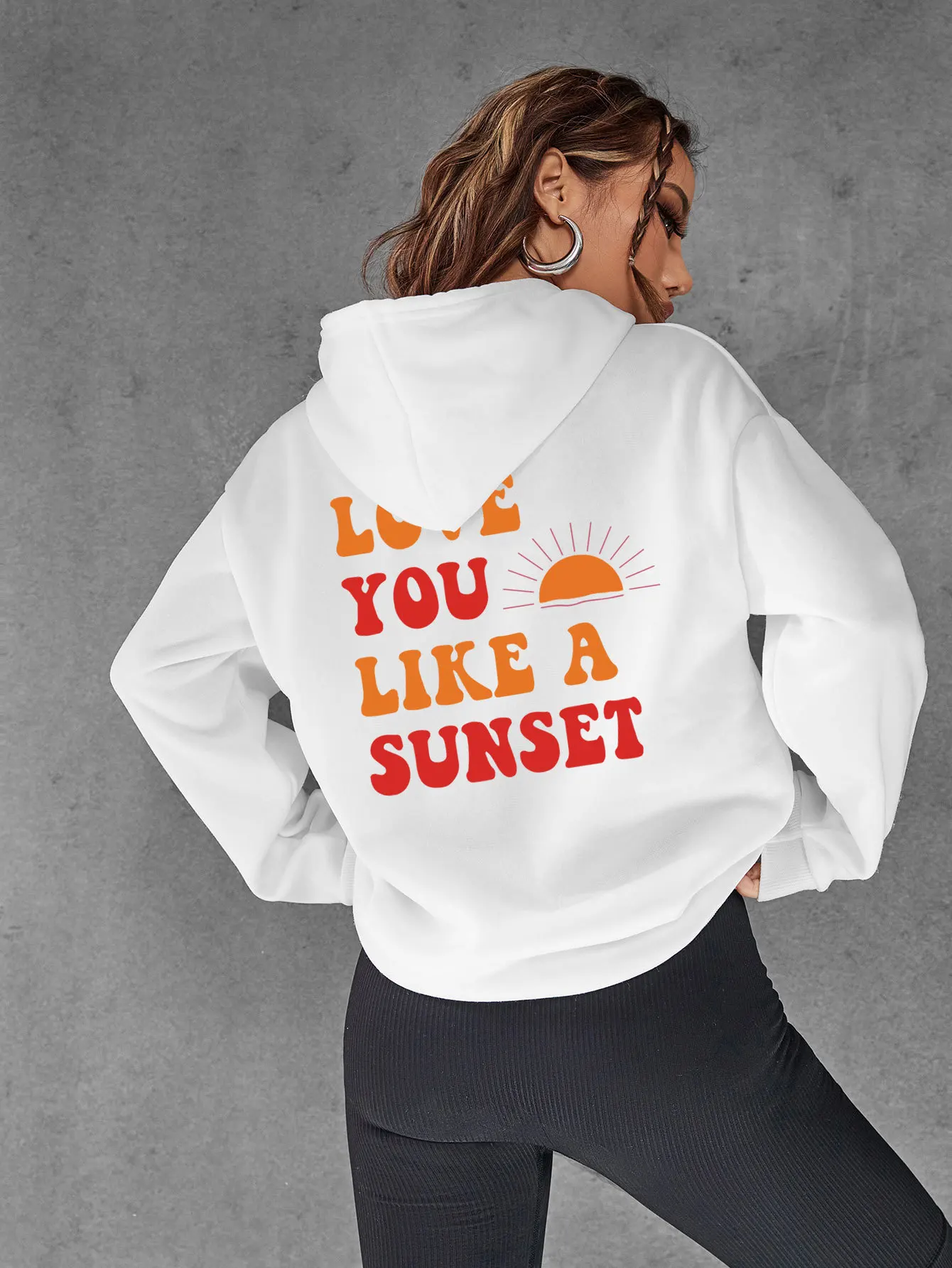 Love You Like A Sunset Womens Sweatshirts Original Design Long Sleeves Oversized Casual Clothing Couple Hoodies