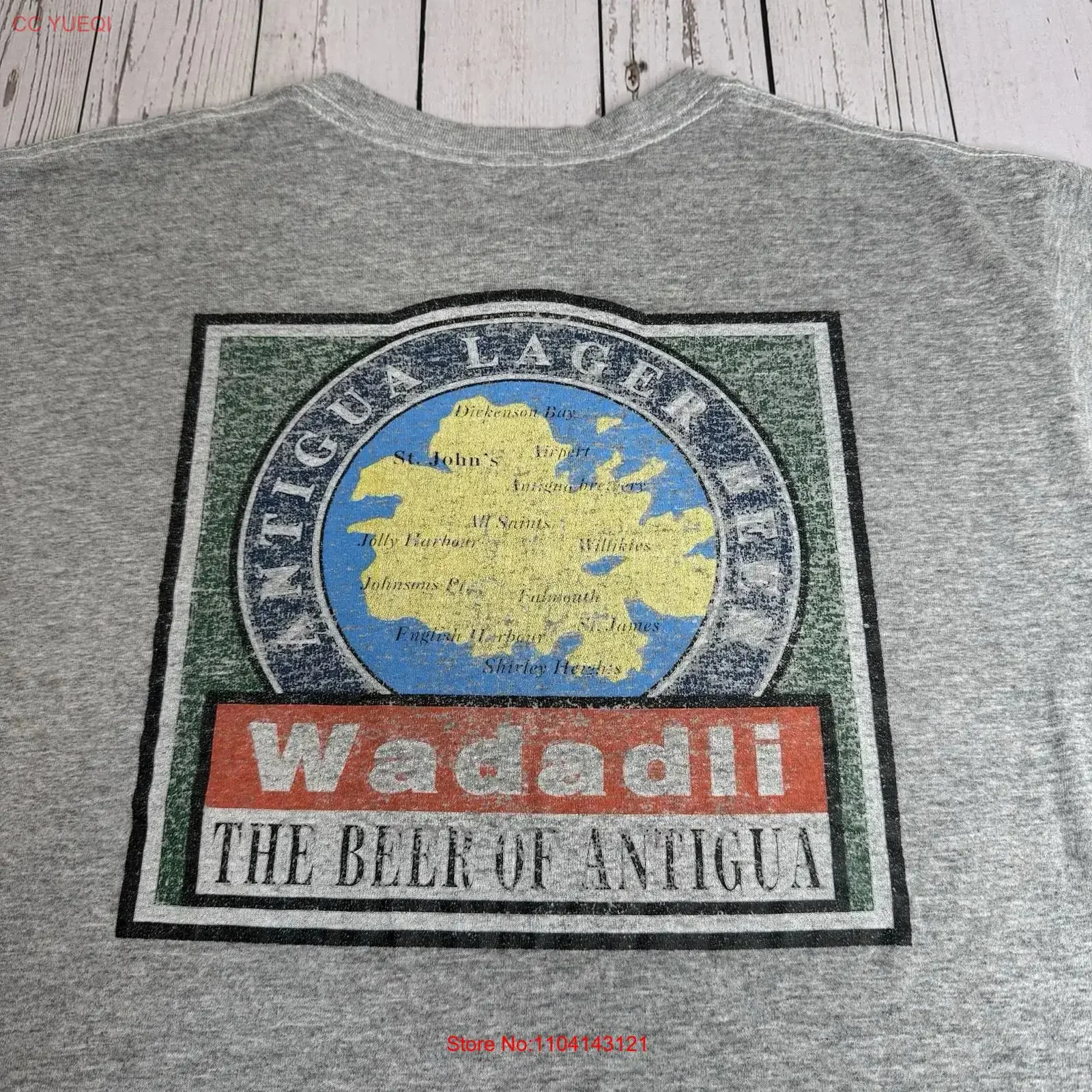 Wadadli Beer of Antigua T Shirt Mens Large Gray Brewery Lager Logo vintage Washed Stretched graphic homme streetwear Breathable