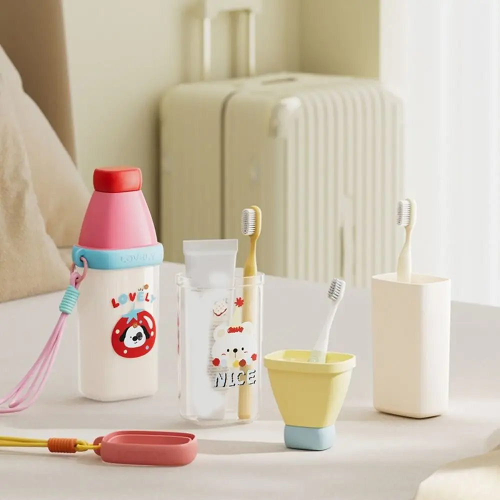 Plastic 3 in 1 Toothbrush Cup Cartoon Large Capacity Mouthwash Cup Space Saving Toothbrush Toothpaste Storage Box For Home