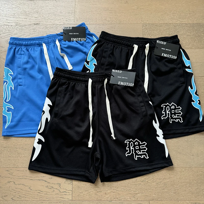 الصيف شبكة تنفس مختلط العاطفة السراويل الرجال النساء شارع العليا فضفاض Sweatpants شعار نمط طباعة السراويل القصيرة غير رسمية