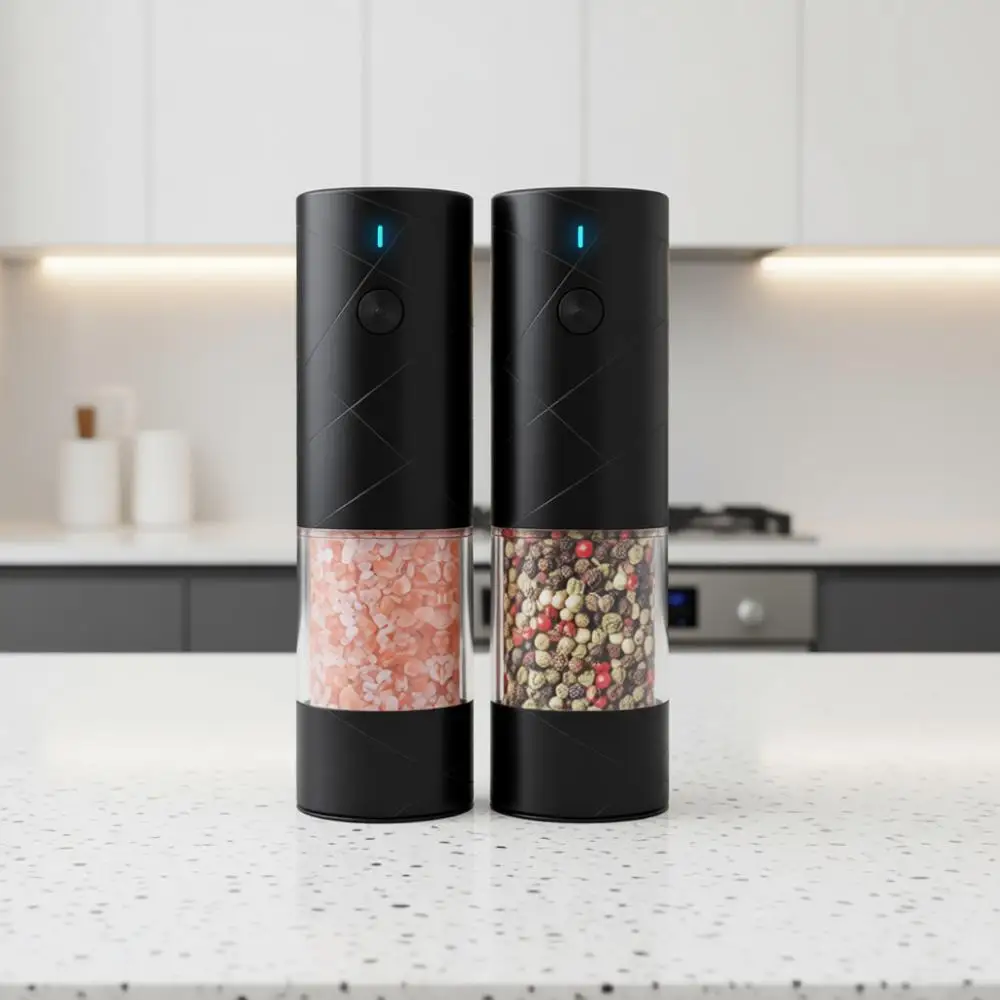 

Электрический набор для измельчения соли и перца с USB-зарядкой, теплой LED-подсветкой, регулируемой степенью помола, автоматические мельницы-шейкеры для кухни