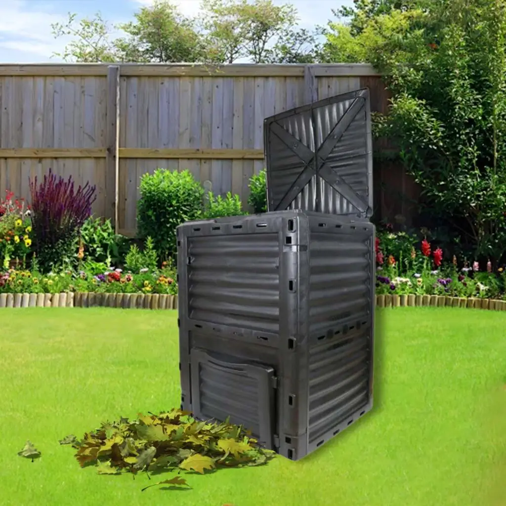 

Garden Compost Bin Heavy Duty Space Saving 80 Gallon 300L Practical Food Waste Bucket for Household Yard Orchard Balcony Indoor