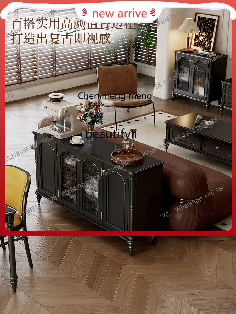 

SS ss7486 Americanretro dining side decorative cabinet solid wood home living room medieval furniture storage wine cabinet TV si