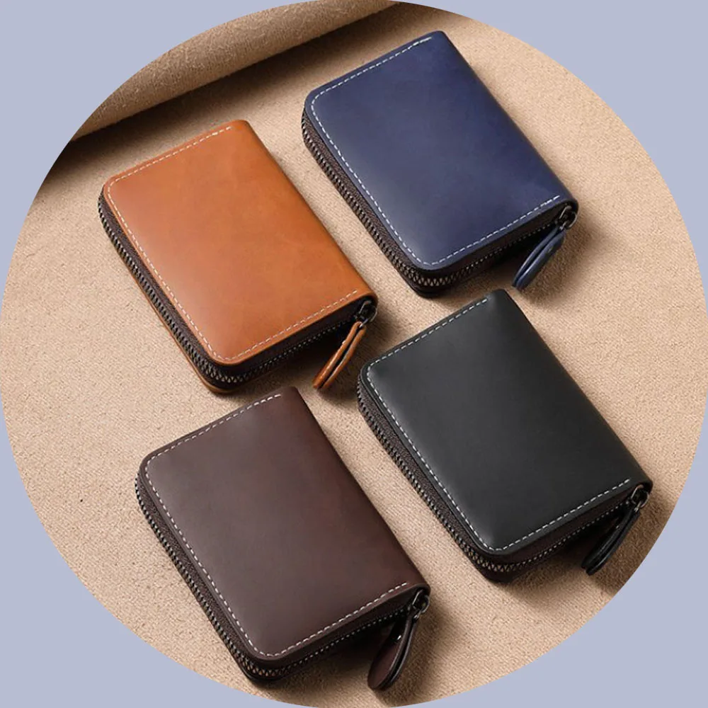 Stylish Card Holder Large Capacity ID Wallet Leather Holder RFID Blocking Wallet Men Women Multi-card Zipper Coin Wallet
