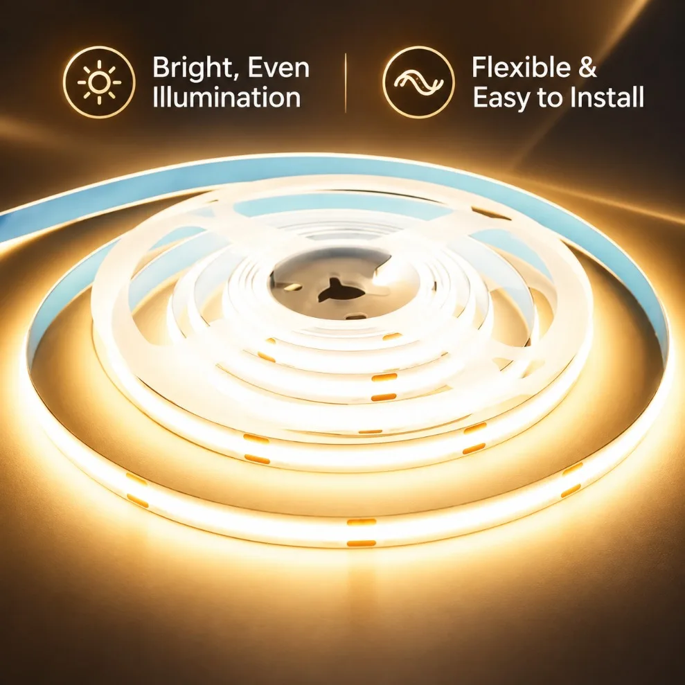 COB LED Strip Light 320LEDs/m DC12V 24V Dimmable High Density Flexible Neon Tape 1-10m for Bedroom Room Indoor Decoration