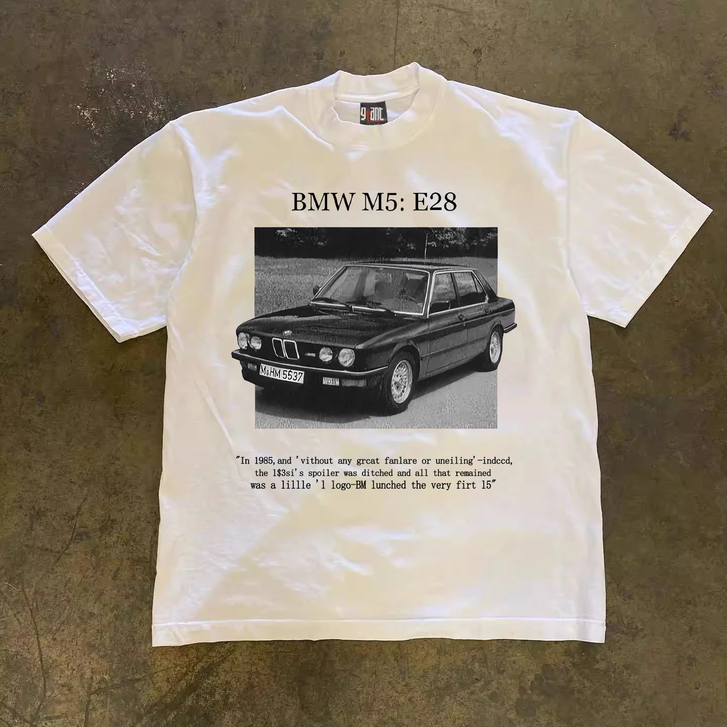 

American retro street car print short-sleeved T-shirt pure cotton versatile top men