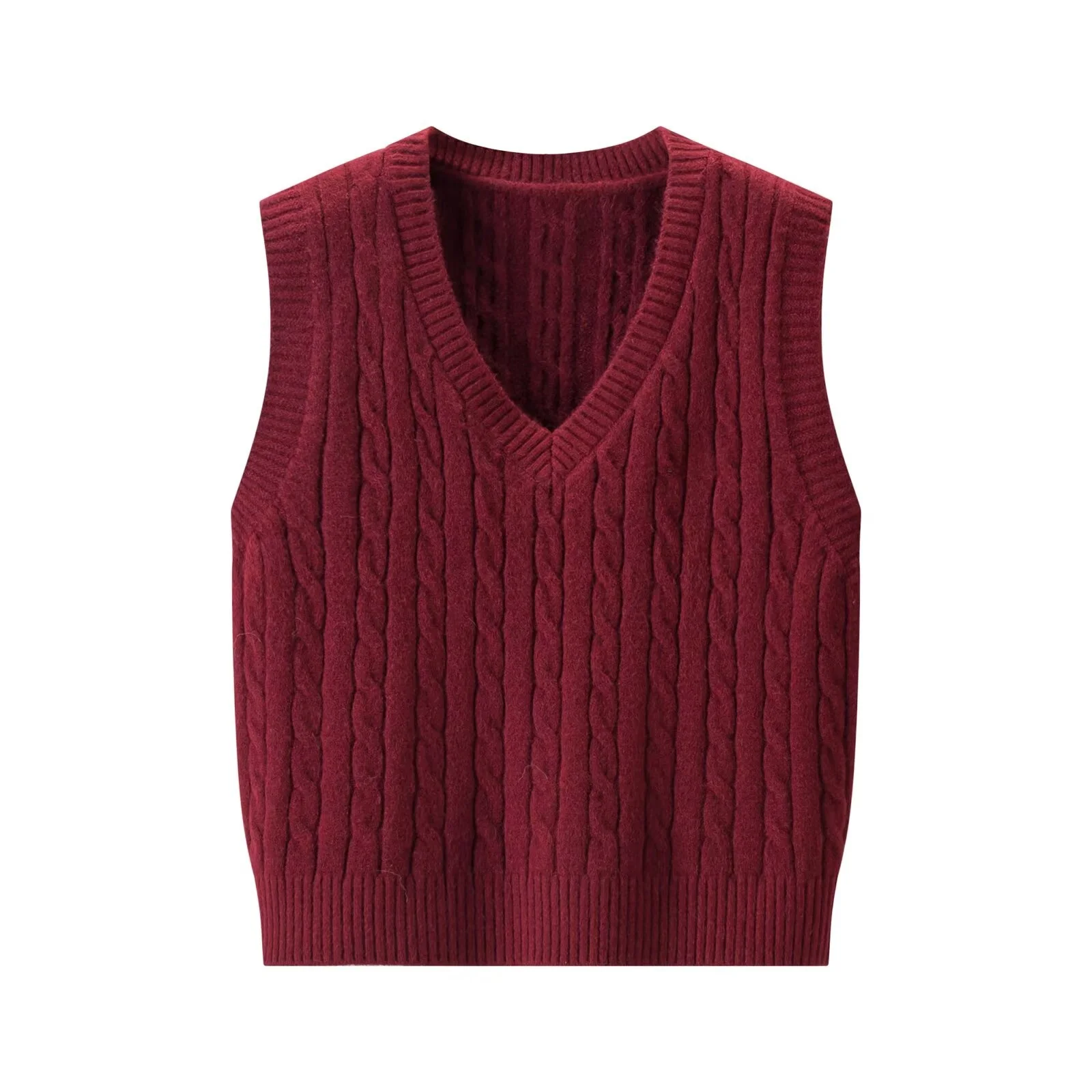 JNLEAOG Rompi Rajut Wanita Musim Gugur Model Kampus Kerah V Bordir Huruf Twist Faion Outerwear Serat Poliester