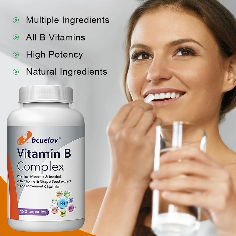 Vitamin B Complex, Tissue-Ready Vitamin B Complex Supplement with Choline for Immunity, Nervous System & Metabolism 120 Capsules