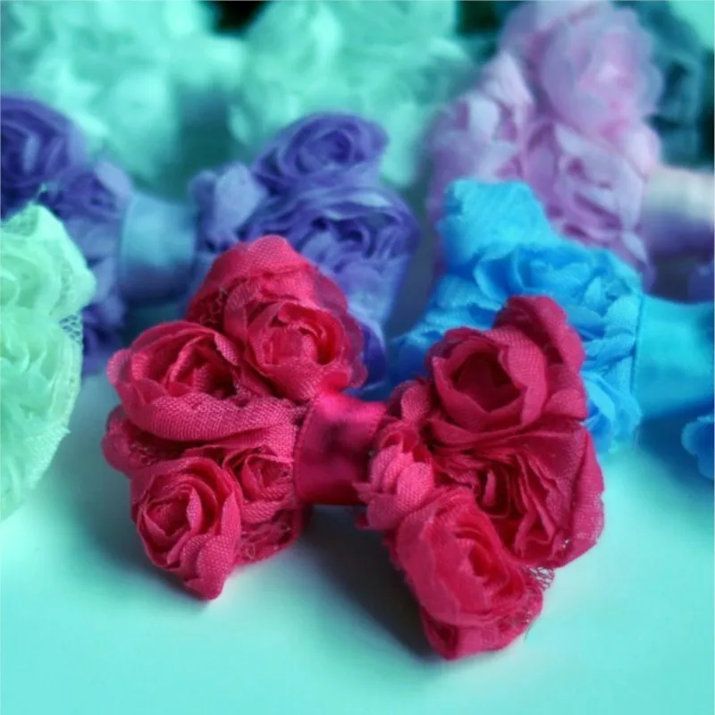 120pcs/lot 11colors Soft Solid DIY Mesh Bow For Children Hair Accessories Mini  Boutique Rose Lace Baby Bows For Hair Clips