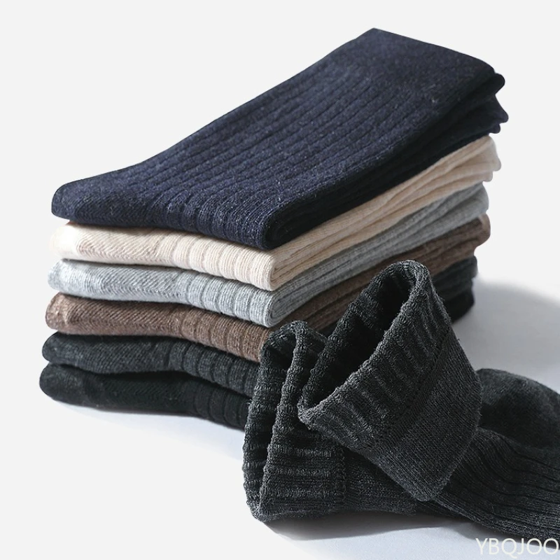 6 Paar mittellange Herrensocken Herbst Winter einfarbige Baumwollsocken Herbst Herren schweißabsorbierende geruchsdichte lange Socken