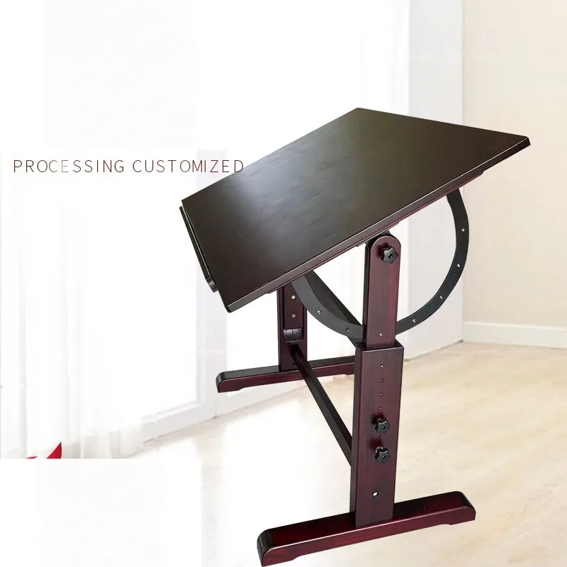 Adjustable Solid Wood Art Work Desk, Height Customizable Drafting Station for Students, Fits Calligraphy Easel and Sketch Board