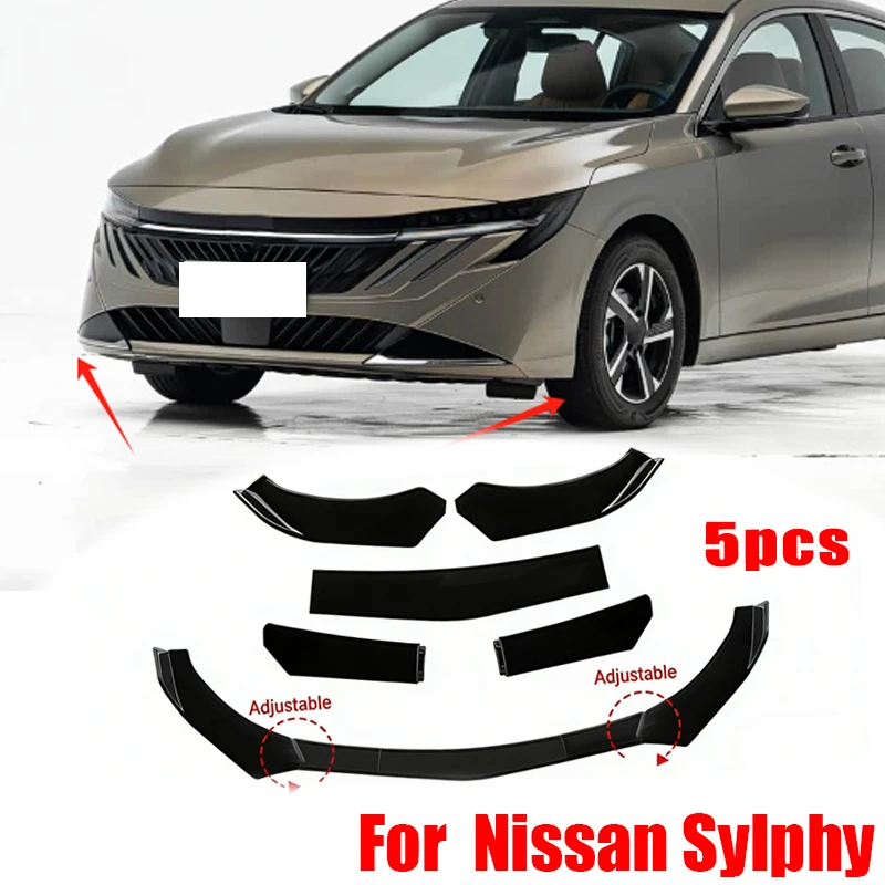 

5Pcs ABS Material Universal Car Front Bumper Separator Bumper Lip Body Kit Duck Lip Separator For Nissan Sylphy Car Accessories