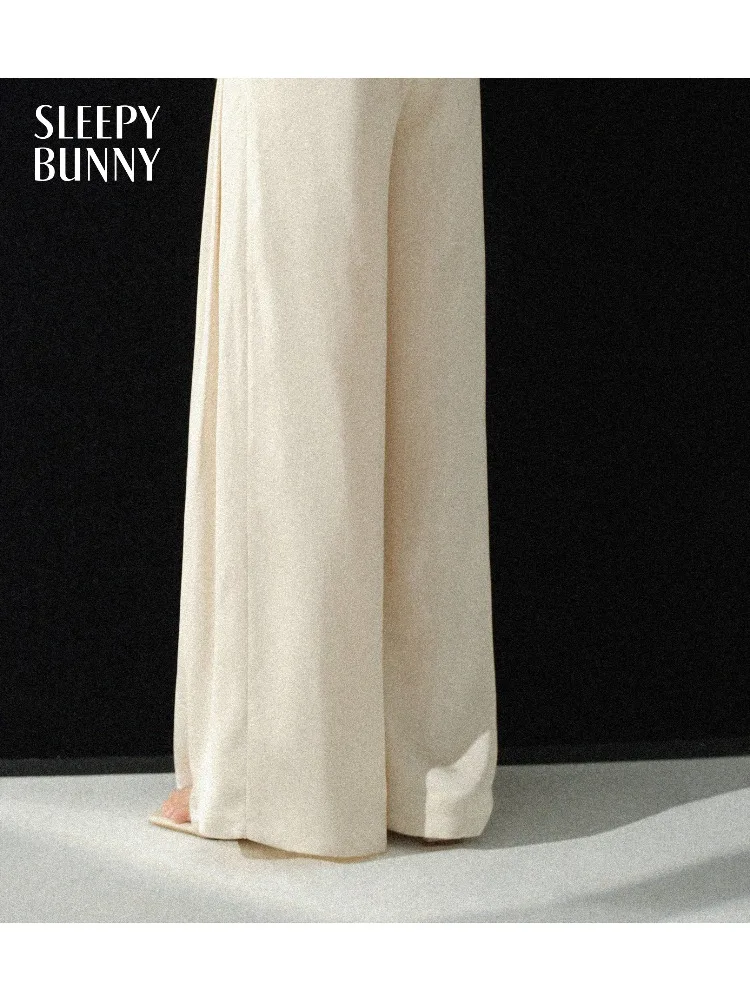 Women Loose Wide Leg Trousers High Waist Draped Pants Elegant Casual Long Palazzo Pants Spring Comfortable Fit Lady Daily Wear