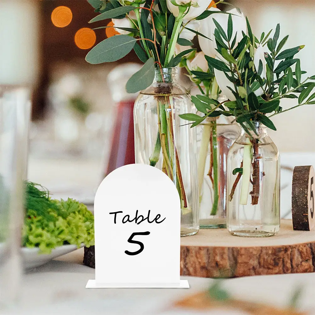 2Sets Clear Acrylic Wedding Table Numbers Elegant Reception Table Signs Seating Chart Centerpieces Food Signs for Buffet - view 4