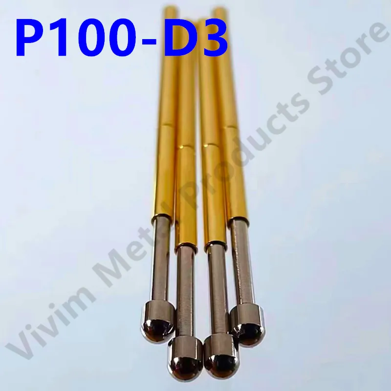 20/100PCS P100-D3 Nickel-Plated Spring Test Probe P100-D Round Head Dia 1.80mm Spring Test Pin Pogo Pin 1.36mm Length 33.35mm