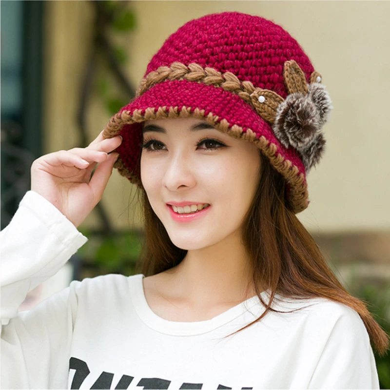 New Warm Hat Winter Women Earmuffs Wool Cap Pretty Knitted Hats Female Autumn Winter Fashion Beanies Hat Simple All-Match