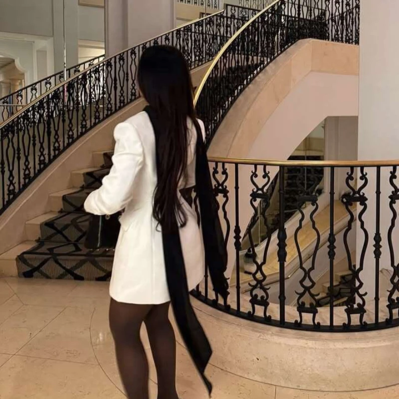 فستان بليزر نسائي بأكمام طويلة بحزام من Suninheart، فساتين حفلات بكتف قوي، فستان رسمي صغير للعمل المكتبي وحفلات الزفاف #6