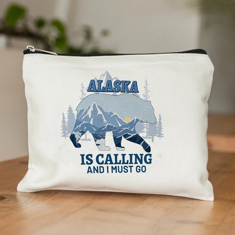 Bolsas de maquillaje de regalo Alaska para mujer, bolsa de viaje para amantes de la crucero de Alaska, accesorios de playa, bolsa con cremallera, bolsas de cosméticos para niña