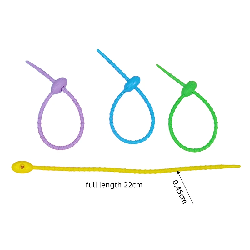 Silicone Bag Ties Clip Cable Zip Twist Tie Multi-use Home Office Organize Cords Jewelry Diy Strap for Dolls Keychain Key Holder view 2