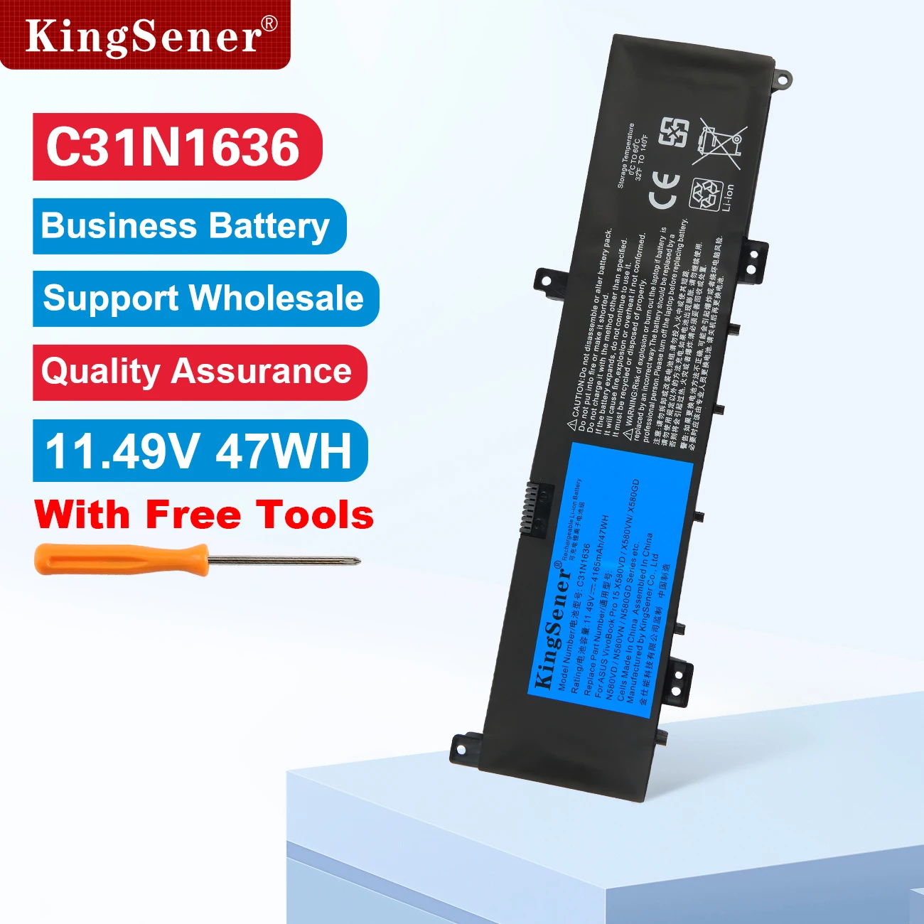 

Аккумулятор KingSener C31N1636 для ASUS N580VN N580VD NX580V X580V X580VN X580GD N580GD X580VD N580VD NX580VD7300 NX580VD7700