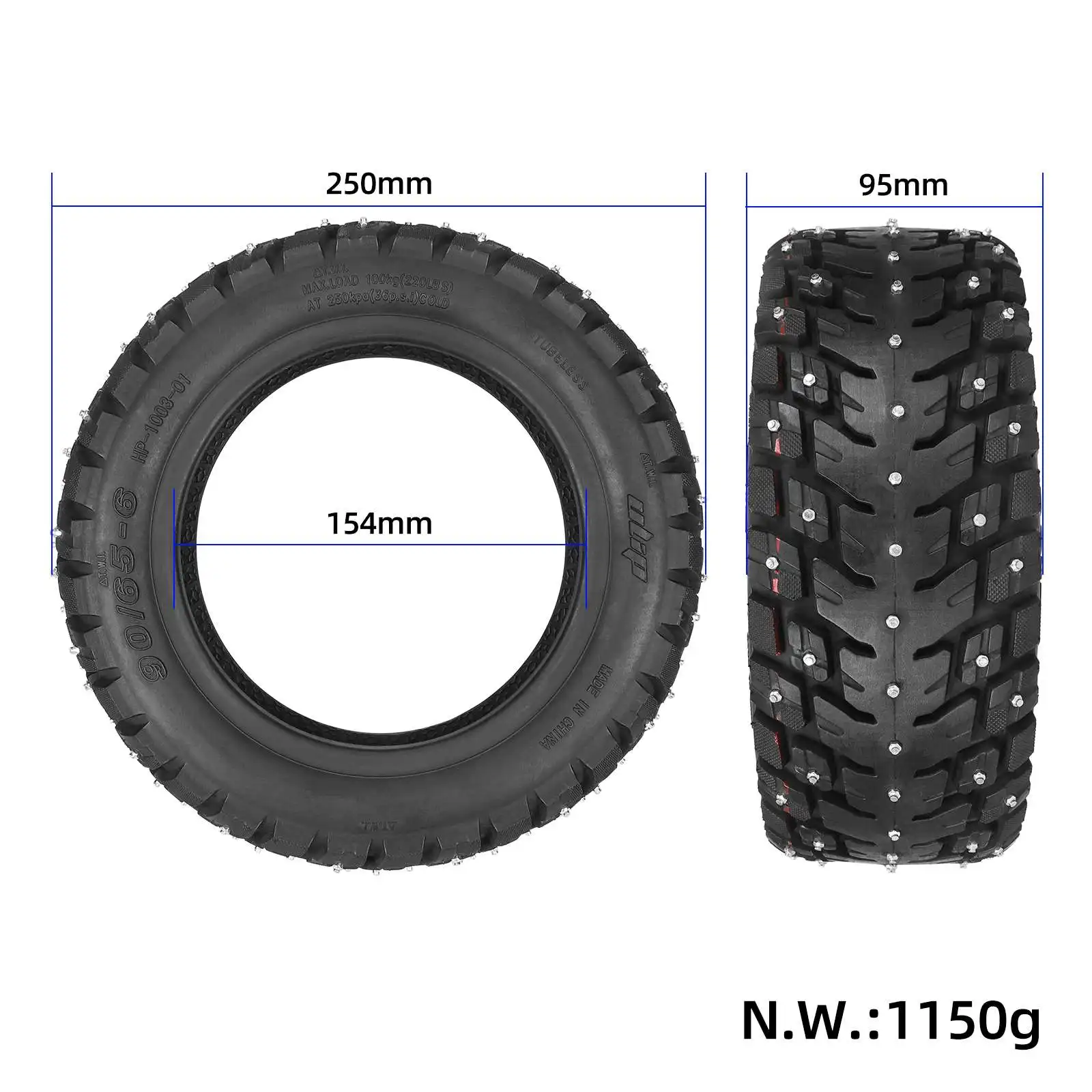 Ulip 90/65-6 Snow Tire For Electric Scooter 11 Inch Off-road Wider Thicker Tyre Super Anti-skid Tubeless Tires Replacement Parts